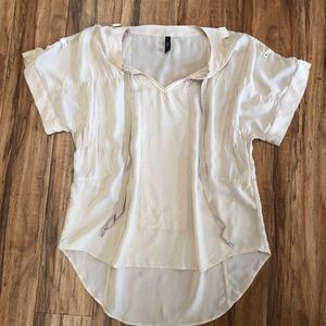 SILK Boho Blouse Hippie Summer Top Hi Low Hem Revolve S/M